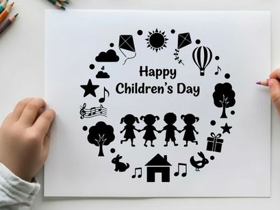 ilustrasi vektor desain rataan hari anak-anak yang bahagia