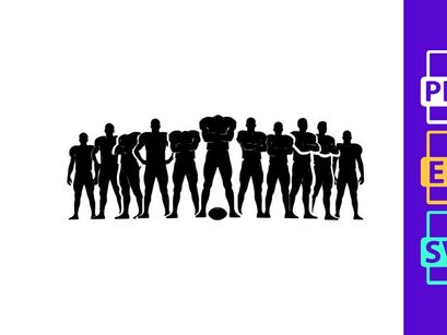 American football team silhouettes in action with ball