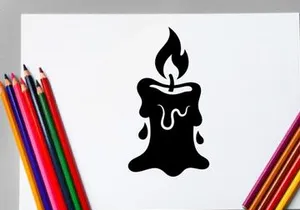 Black Candle Illustration for Halloween or Gothic Decor