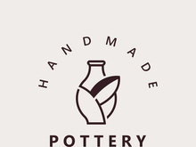 Pottery logo design handmade, creative traditional mug craft concept inspiration nature workshop