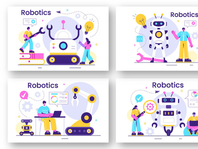 10 Robotics Vector Illustration