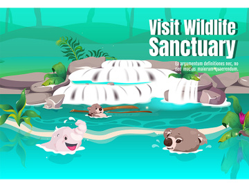 Visit wildlife sancturary poster flat vector template preview picture