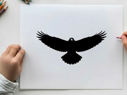 Silhouette of a bird in flight with outstretched wings