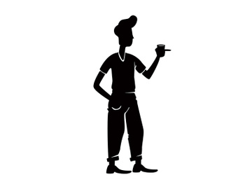 1950s style guy holding cocktail black silhouette vector illustration preview picture
