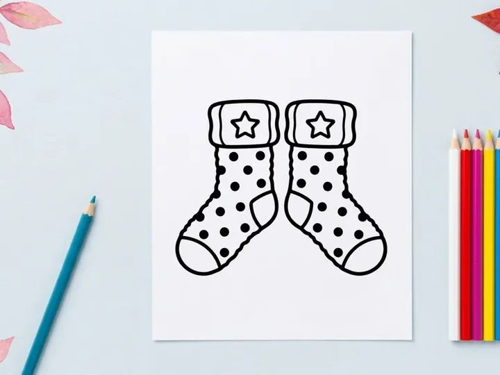 Pair of festive Christmas socks with stars and polka dots for holiday celebrations
