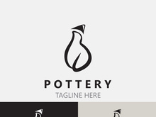 Pottery logo design handmade, creative traditional mug craft sign concept inspiration nature workshop