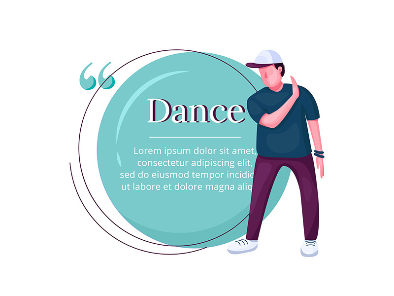 Contemp dancer flat color vector character quote