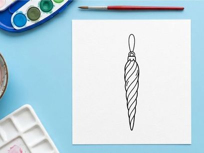 Hand drawn Christmas tree icicle ornament sketch isolated on white background