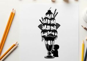 Silhouette of a person looking at an oversized ice cream sundae