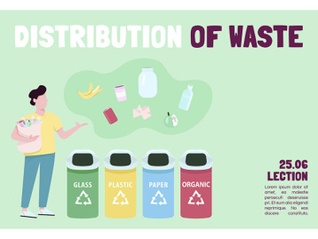 Distribution of waste banner flat vector template preview picture