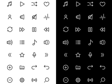 Music linear icons set for dark and light mode preview picture