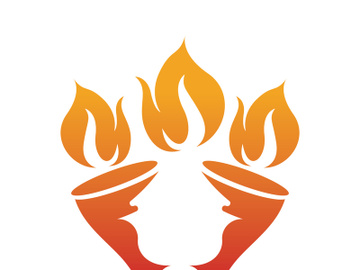 Burning Torch Fire Flame with Pillar column logo design preview picture