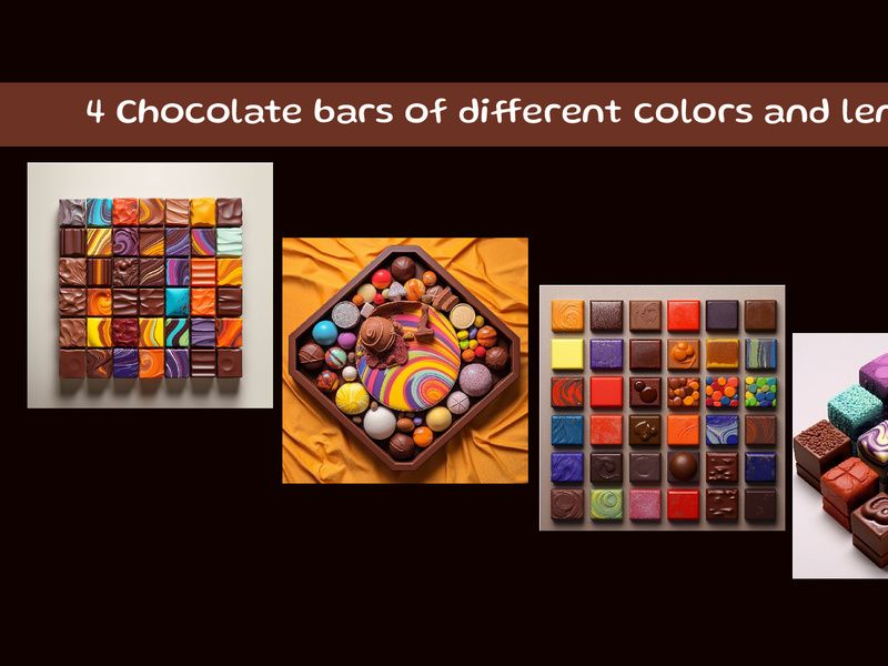 Chocolate bars of different colors and lengths