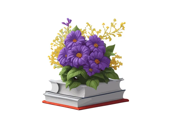 Vector Illustration Books decorated by flowers