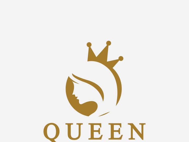 Beautiful face queen icon logo.for queen logo.Beauty woman hair salon golden logo. cosmetic, skin care business logo
