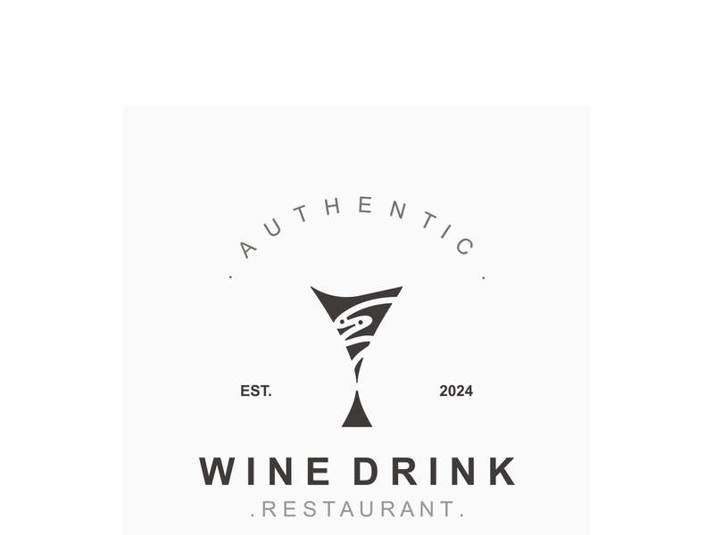 Wine drink Vintage logo label with glass or beer premium, bars, clubs, cafes company
