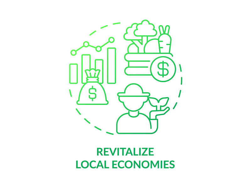 Revitalize local economies green gradient concept icon
