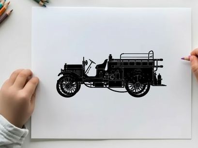 Vintage truck silhouette from early 20th century