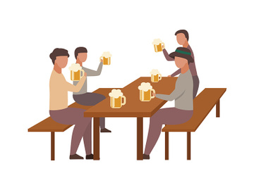 Men celebrating beer festival semi flat color vector characters preview picture