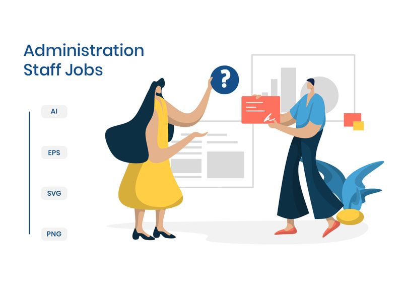 flat illustration Administration Staff Jobs online business marketing