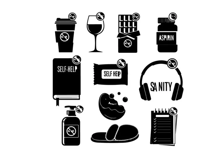 Silhouette icons for mental health and self care silhouette