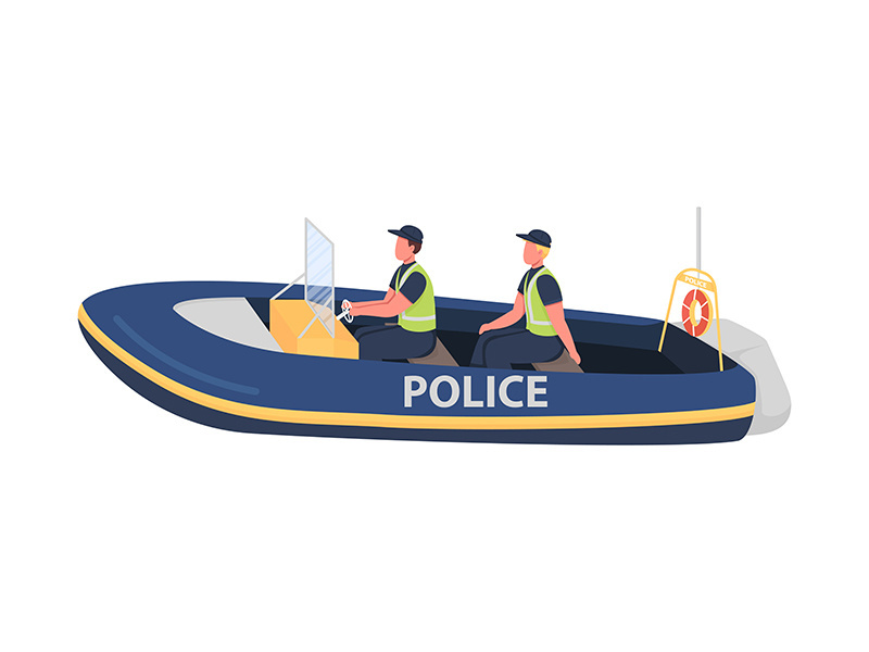Water police flat color vector faceless characters
