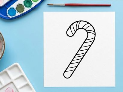 Candy cane line art illustration for Christmas holiday design and festive winter decor