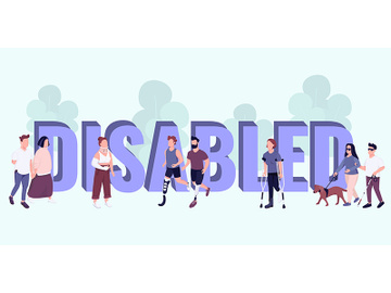 Disabled word concepts flat color vector banner preview picture