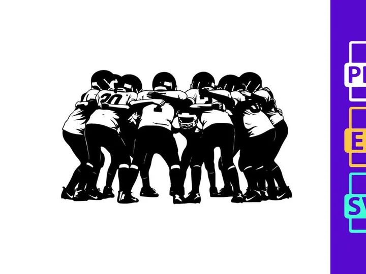 American football team huddle in unity and strength