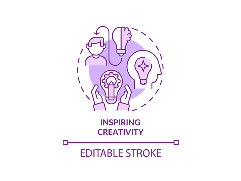 Inspiring creativity purple concept icon