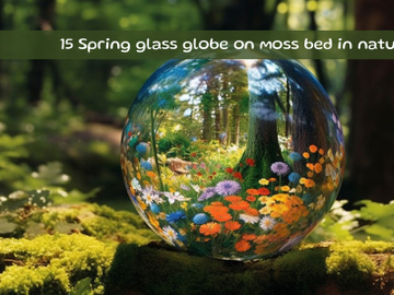 Spring glass globe on moss bed in nature preview picture
