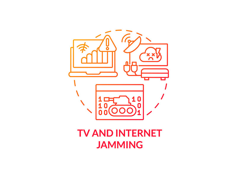 Television and internet jamming red gradient concept icon