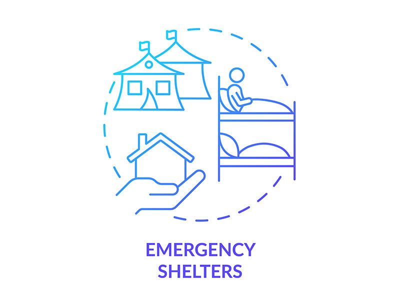 Emergency shelter blue gradient concept icon