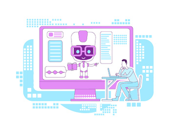 Education assistant bot thin line concept vector illustration preview picture