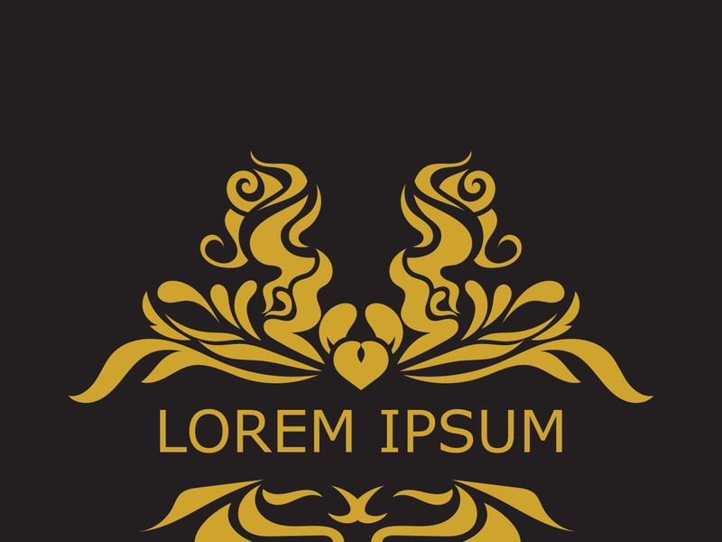Gold luxury floral vintage monogram decorative logo template