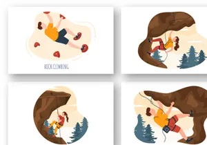 13 Rock Climbing Cartoon Illustration
