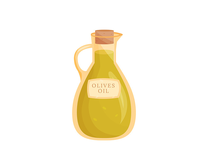 Olives oil in glass pitcher cartoon vector illustration