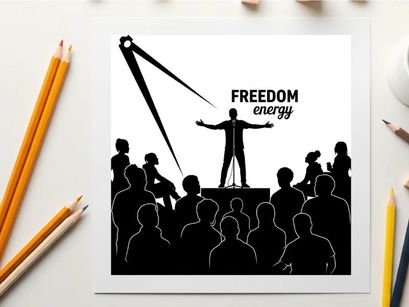 Silhouette of a man on stage with crowd and freedom energy silhouette