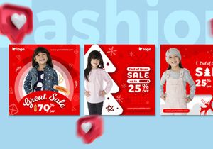 Kids Fashion Winter Sale Social Media Post template