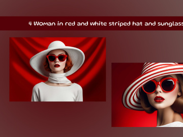 Woman in red and white striped hat and sunglasses preview picture