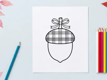 Cute Christmas ornament hanging on a string. Festive holiday decoration with a plaid pattern and bow, ideal for seasonal marketing and greeting cards.