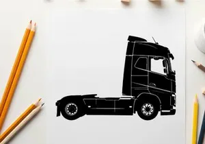 Silhouette of a large truck with a sleeper cabin
