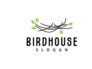 Bird Nest Logo, Bird House Shelter Vector preview picture