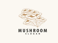 Mushroom Logo, Retro Minimalist Design, Food