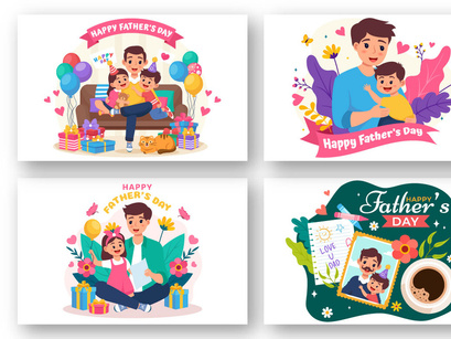 12 Happy Fathers Day Illustration