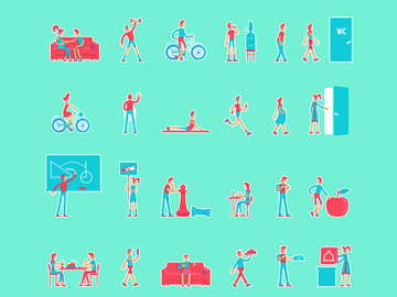 Healthy lifestyle cartoon vector characters set preview picture