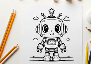 Cute robot mascot smiling happy vector illustration flat design