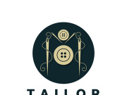 Tailor logo icon illustration template combination of buttons for clothes, thread and sewing machine, for clothing product design