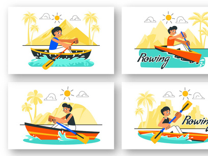 10 Rowing and Canoeing Illustration