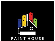 logo icon illustration house paint with a blend of brushes and rollers for house wall paint design, minimalist house, painting, interior, building, property business, wallpaper, vector concept